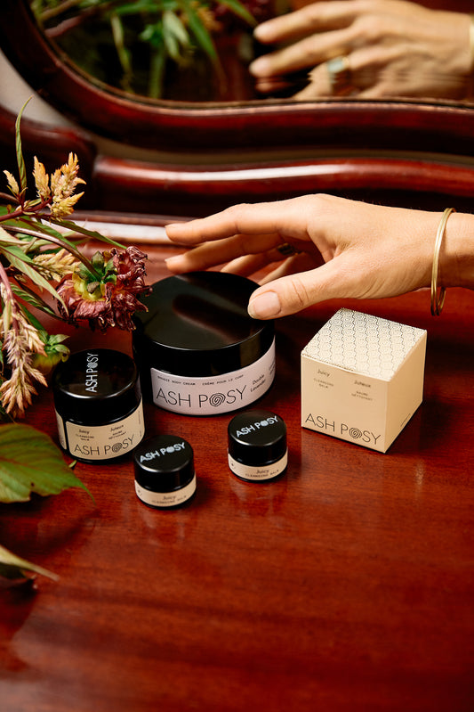 Ash Posy nourishing Organic skincare with biodegradable ingredients for sensitive skin