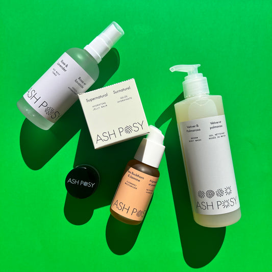 Ash Posy nourishing Organic skincare with biodegradable ingredients for sensitive skin